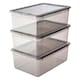 image 1 of Keeeper Set of 3 Storage Boxes 11 Litre with Lid and Air Control System - Transparent Grey