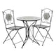 image 8 of Bistro Table Set Blue Floral Mosaic Design 2 Chairs Outdoor Garden Furniture