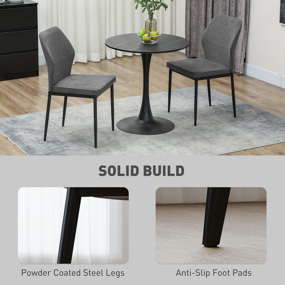 image 1 of HOMCOM Velvet Dining Chairs Set of 2, Modern Armless Upholstered Kitchen Chairs with Metal Legs, Curved Back and Padded Seat, for Dining Room, Bedroom, Living Room, Grey | Grey