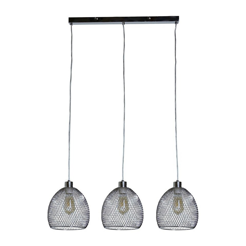 image 1 of ValueLights Novo Polished Silver Pendant Light and E27 Pear LED 4W Warm White 2700K Bulb | Chrome