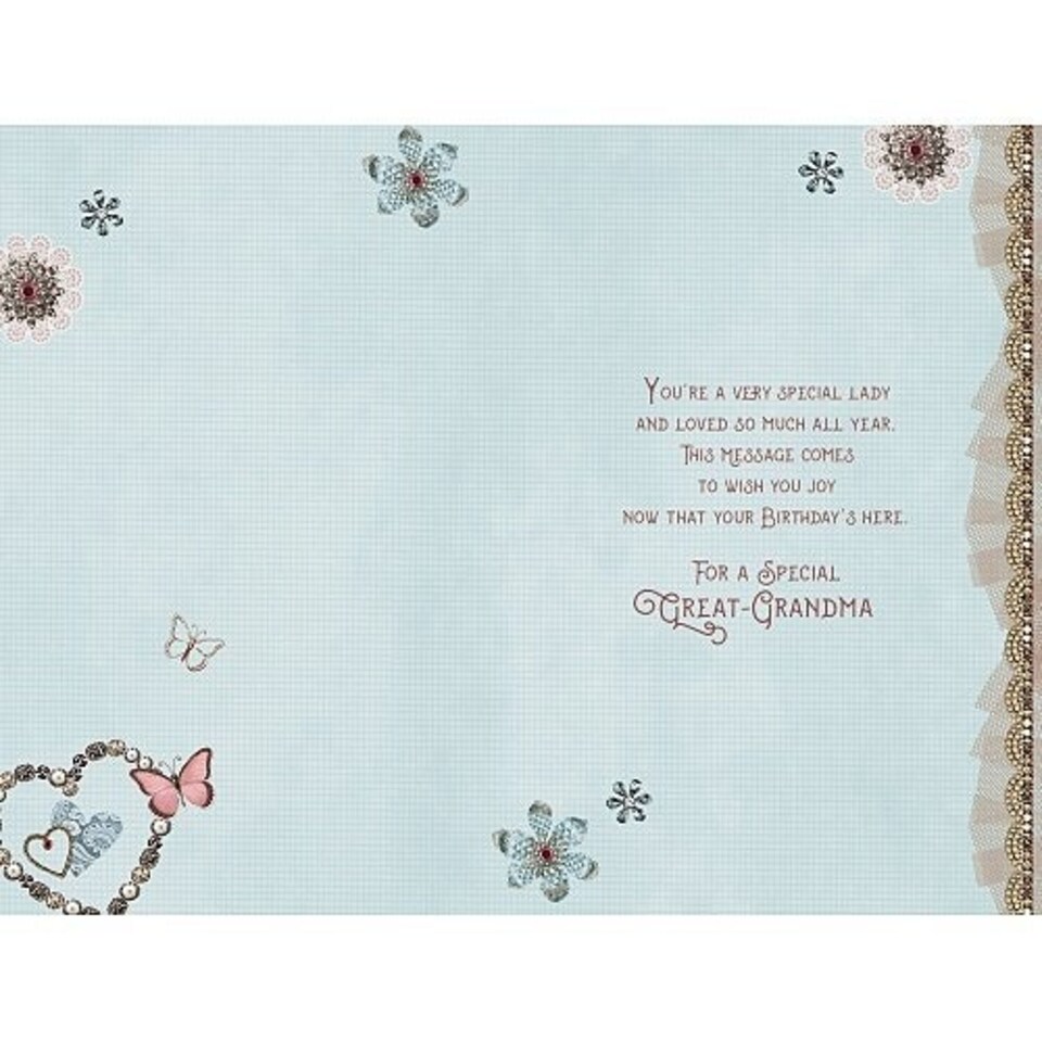 image 1 of Great Grandma Birthday - Beautiful Butterfly Flowers Thank You Card