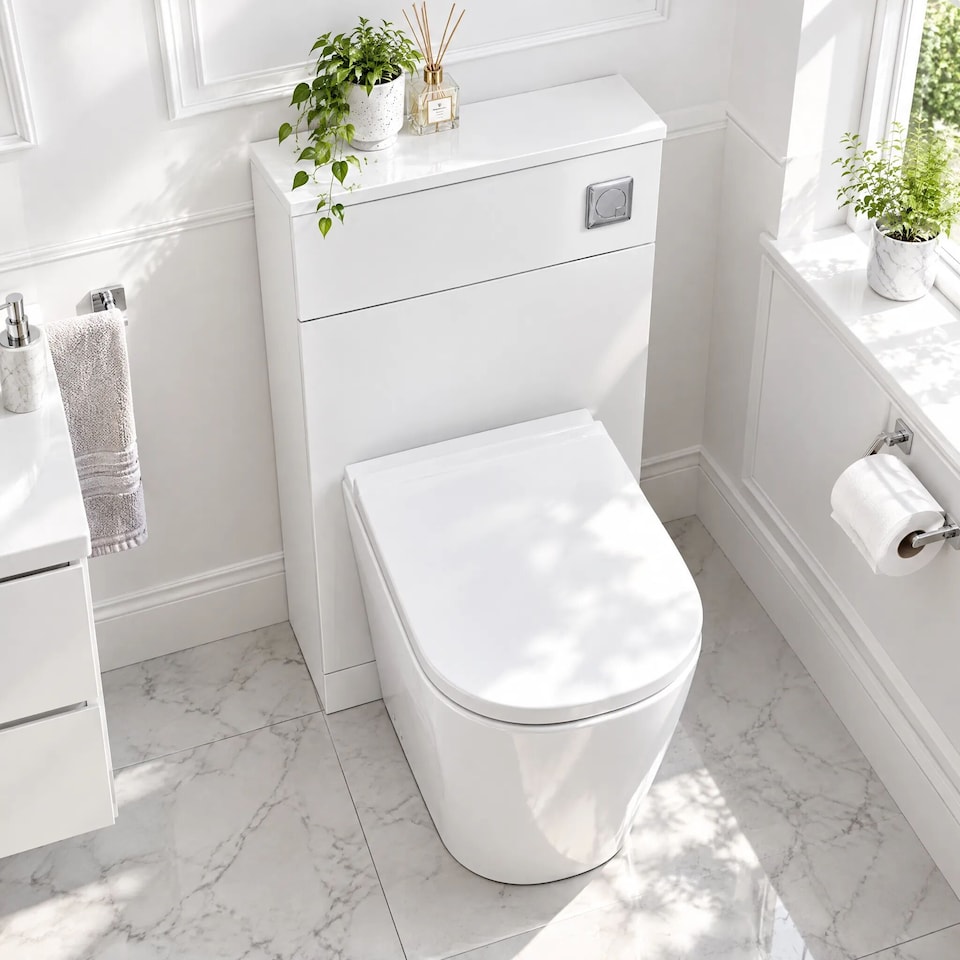 image 1 of Balterley Contemporary Square Floor Standing Back To Wall Toilet WC Unit Durable MFC Smooth | White | White | 830 x 602 x 260mm