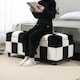 image 7 of HOMCOM Storage Ottoman, Storage Bench with Wood Legs, Footstool, Footrest with Velvet Surface for Bedroom, Hallway, Living Room, 114 x 47 x 47 cm, White and Black