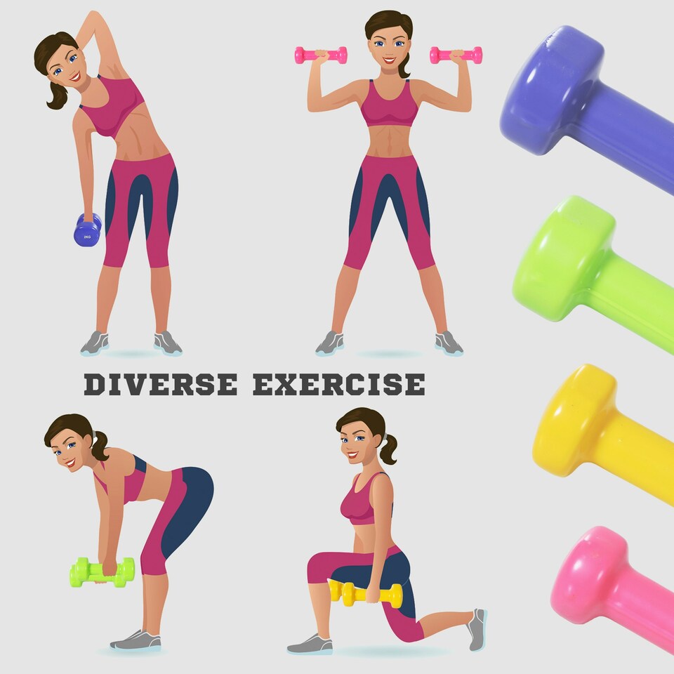 image 1 of HOMCOM 10kg Colourful Dumbbell Weights Set Home Exercising Toning w/ Case Gym