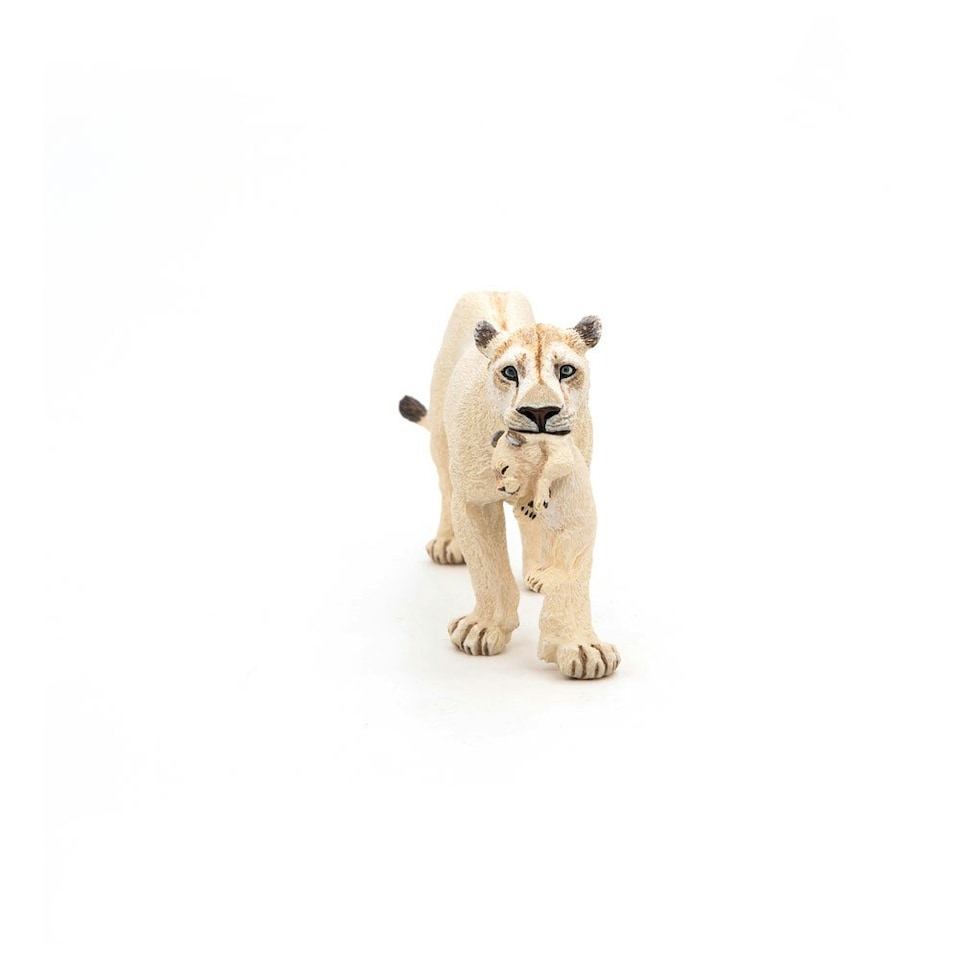 image 1 of PAPO Wild Animal Kingdom White Lioness with Cub Toy Figure