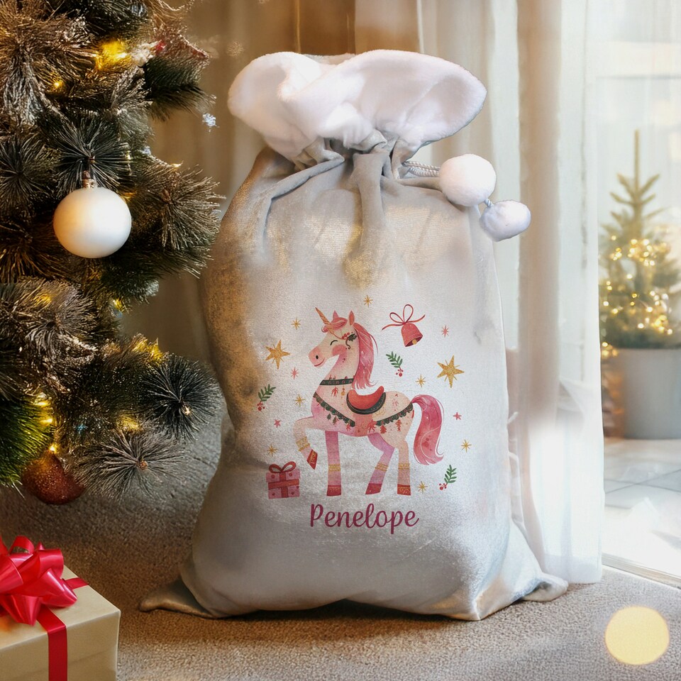 image 1 of Personalised Unicorn Christmas Sack