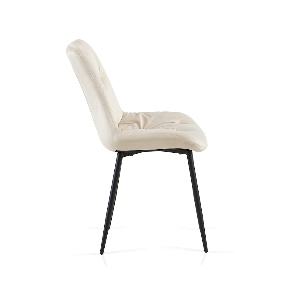 image 1 of SONARA Modern Set of 2 Velvet Dining Chairs with Ergonomic Upholstered Seat | White