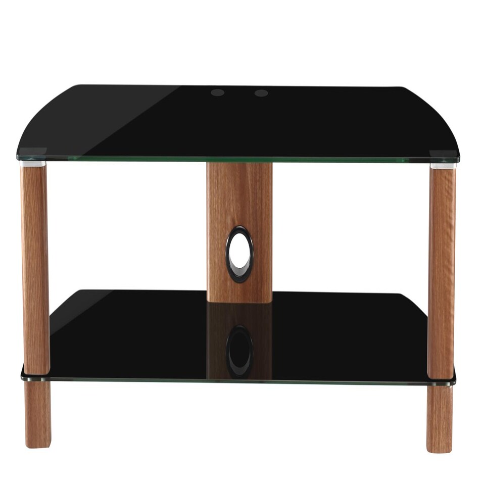 image 1 of Century TV-Stand Walnut Look/Black Glass, 1200mm | Black | Walnut with black glass | 211