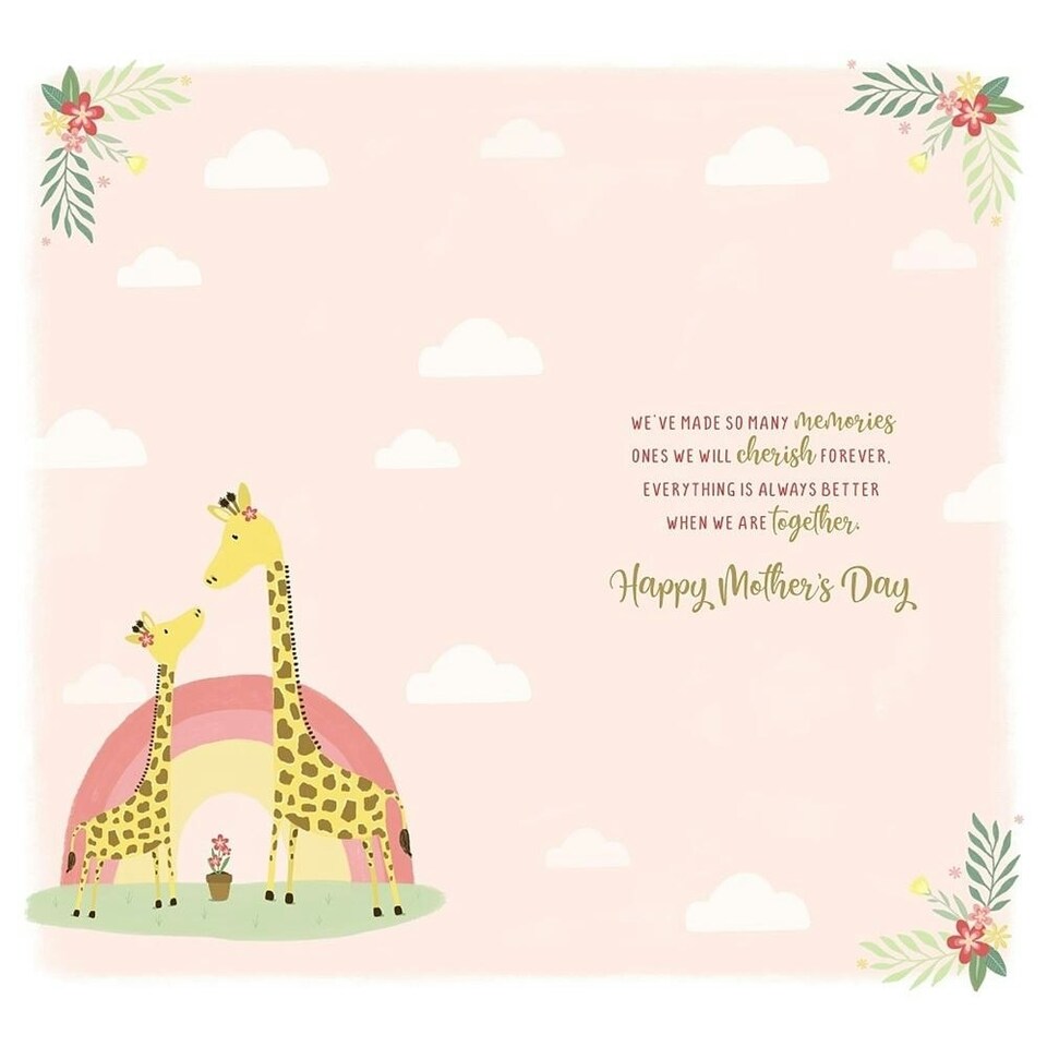 image 1 of Giraffe Design with Floral Accents From Granddaughter Mother's Day Card