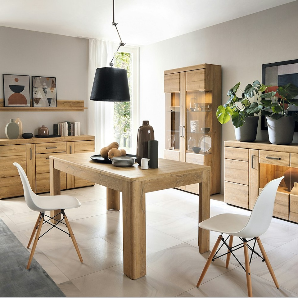 image 1 of Cortina Tall Wide 2 Door glazed Display Cabinet in Grandson Oak