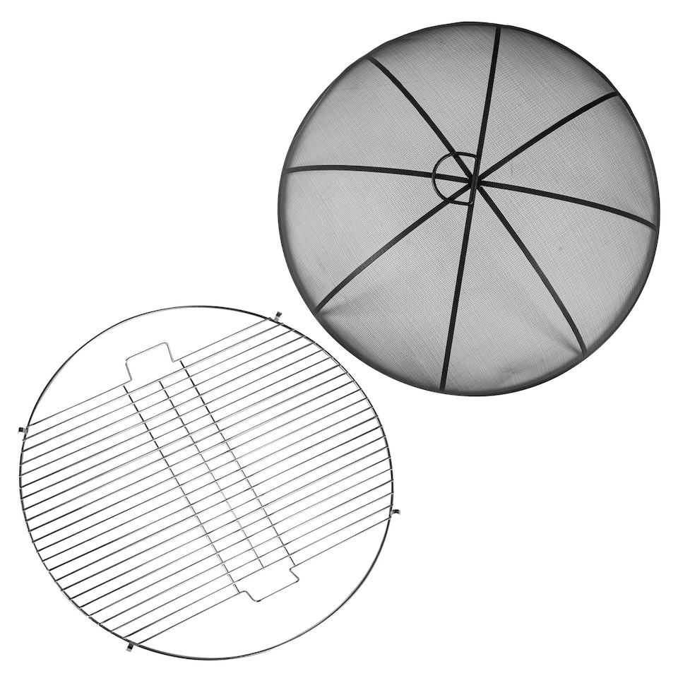 image 1 of Harbour Housewares Round Fire Pit Grill & Spark Guard Set - 72.5cm - Grey