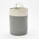image 1 of Living and Home Woven Cotton Basket Storage Clothes Hamper Laundry Basket - Grey & White