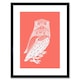 image 1 of Owls Julie De Graag Bold Coral Pink 9x7" Black Framed Wall Art Print