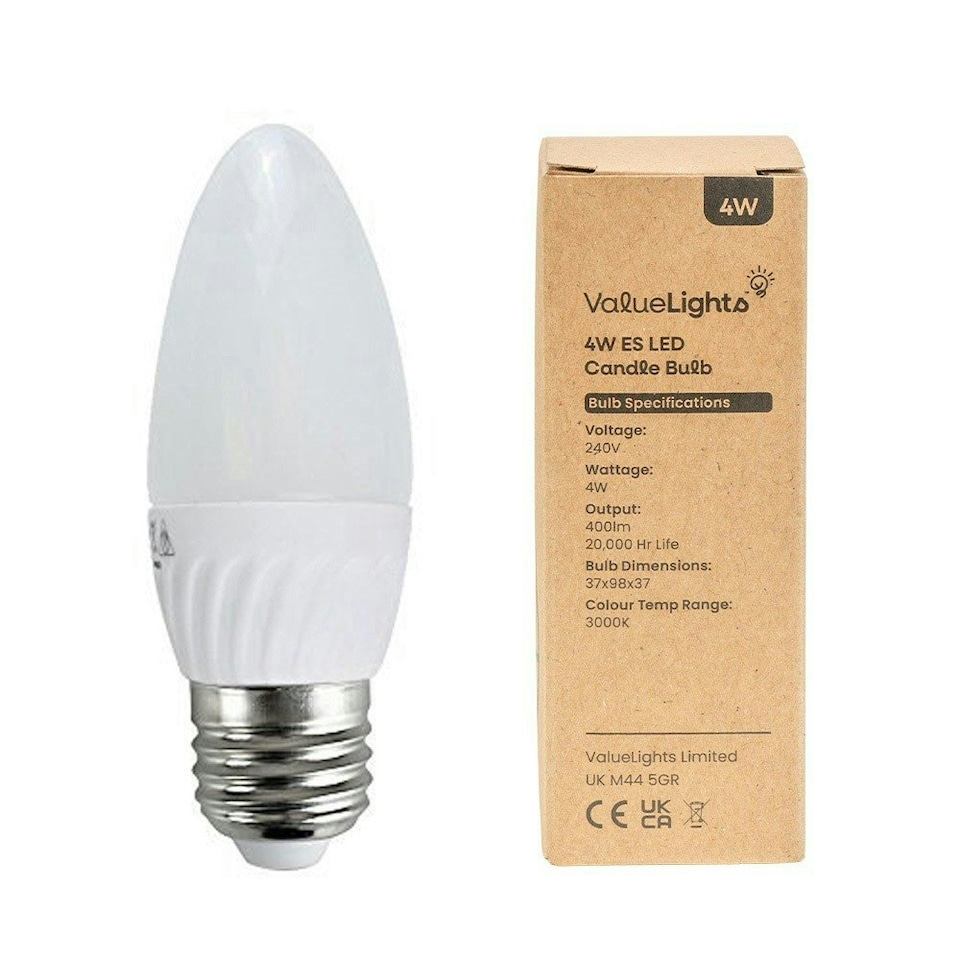 image 1 of ValueLights E14 Pack of 4 4W Candle Warm White LED Bulbs | White