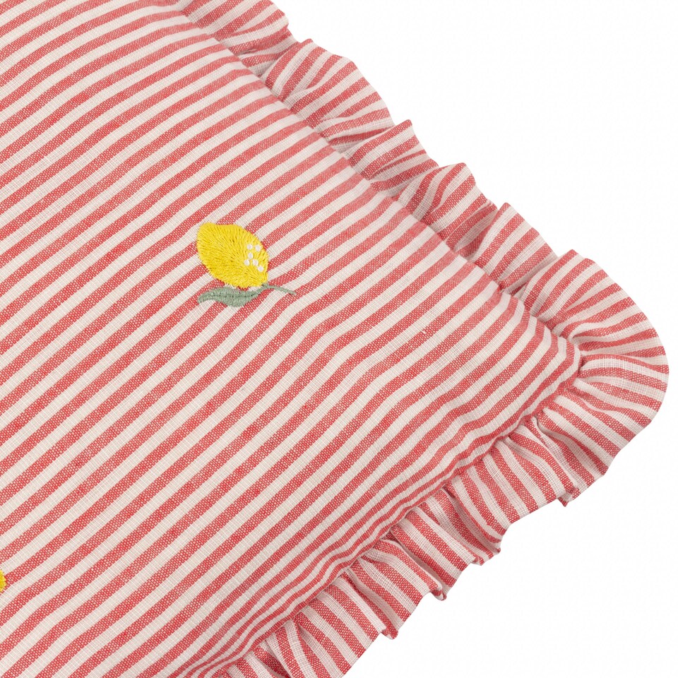 image 1 of Furn Les Fruites Striped Ruffle Cushion