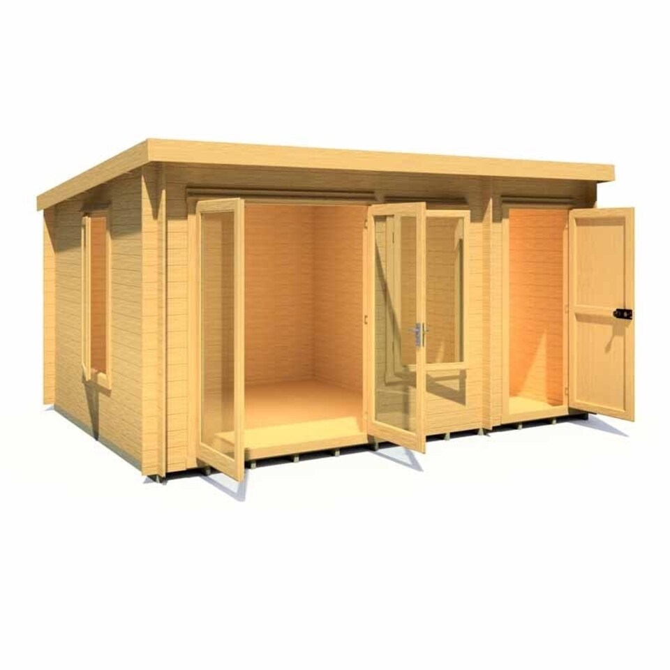 image 1 of Elm 10 x 14 Feet Log Cabin in 19 mm Logs - L424.5 x W317.3 x H213.7 cm Brown