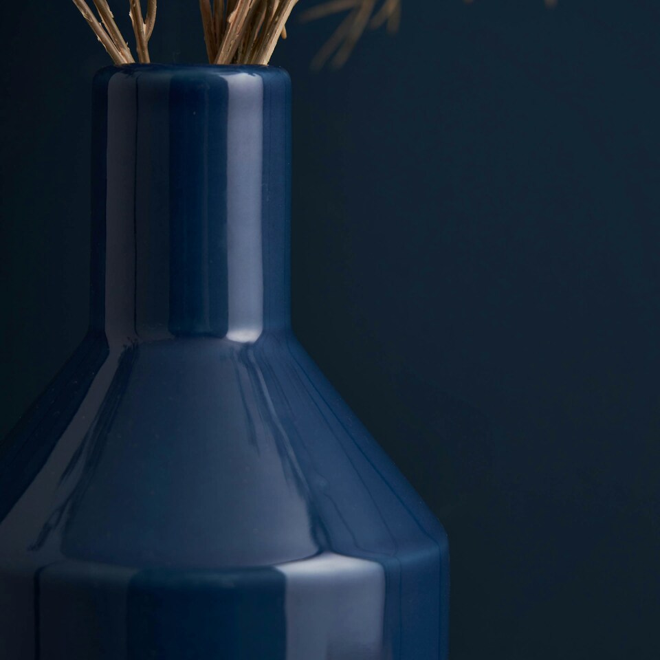 image 1 of BHS Bottle Ceramic Vase, Blue