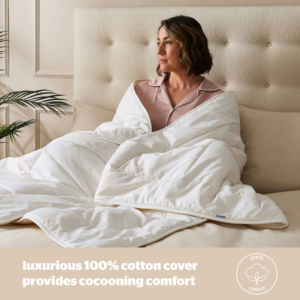 image 1 of Silentnight Luxury Natural Wool Lightweight Duvet, Breathable Cotton Cover, Temperature Regulating, Double