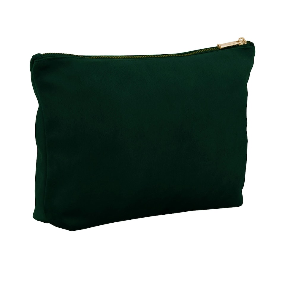 image 1 of Bagbase Plain Velvet Accessory Bag - Dark Emerald - L | Green