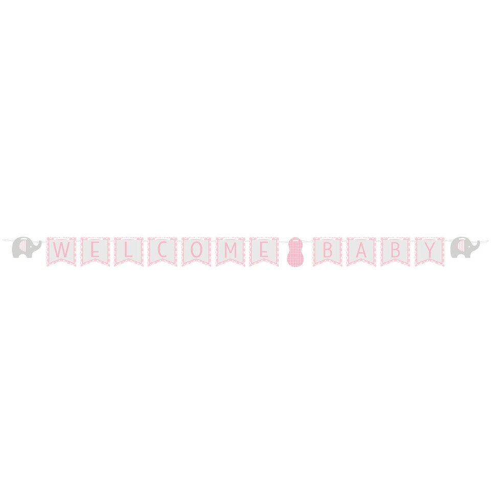 Creative Converting Welcome Baby Peanut Banner - Grey/Pink - One Size