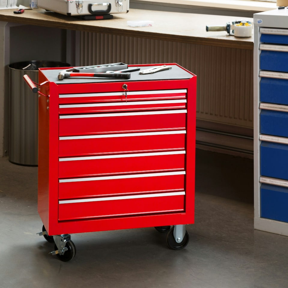 image 1 of Tool Chest - 7 drawers, 4 wheels, central locking Red | Red