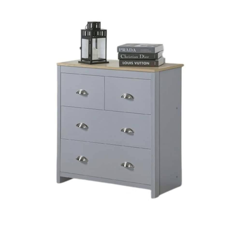 Wooden 4 Drawer Chest Of Drawers Bedroom Furniture In Grey