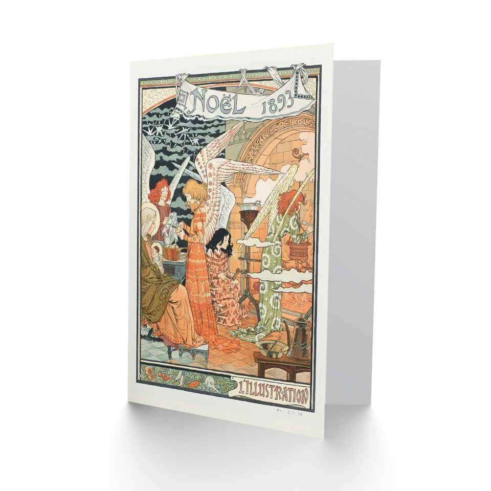 image 1 of Eugene Grasset Art Card Vintage Art Nouveau Newspaper Christmas Cover