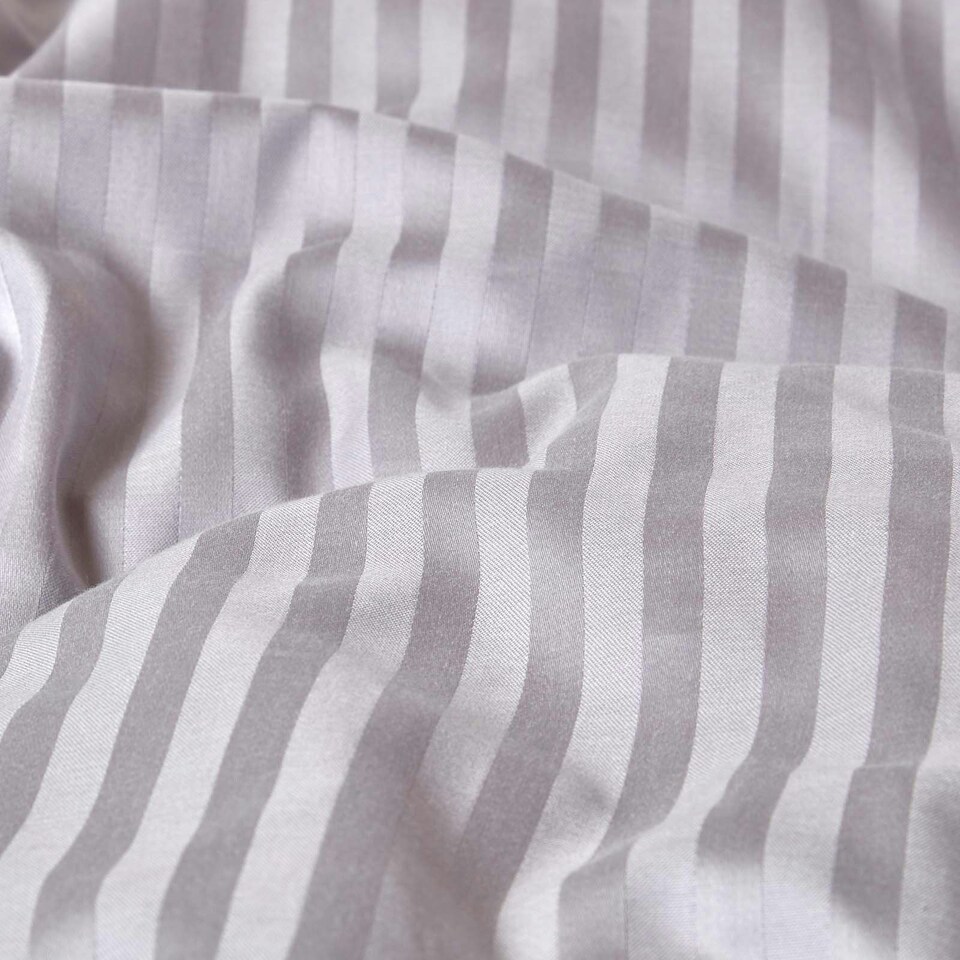 image 1 of Homescapes Grey Egyptian Cotton Satin Stripe Housewife Pillowcase - King Size Grey