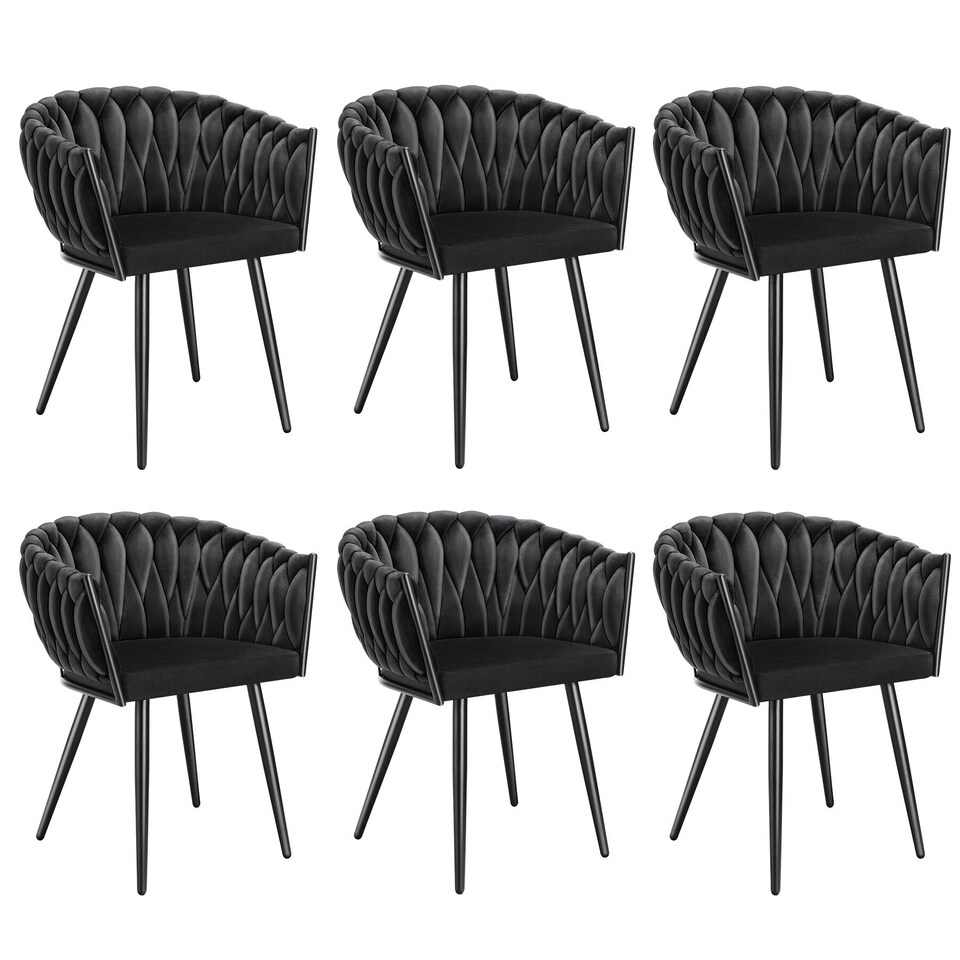 image 1 of Dining Chair Astano - padded, velvet, knot design, continuous backrest | Black | black | 6