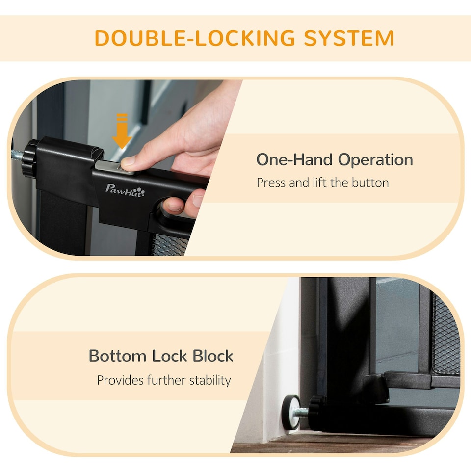 image 1 of PawHut Pressure Fit Safety Gate for Stairs w/ Auto Close 75-82 cm - Black