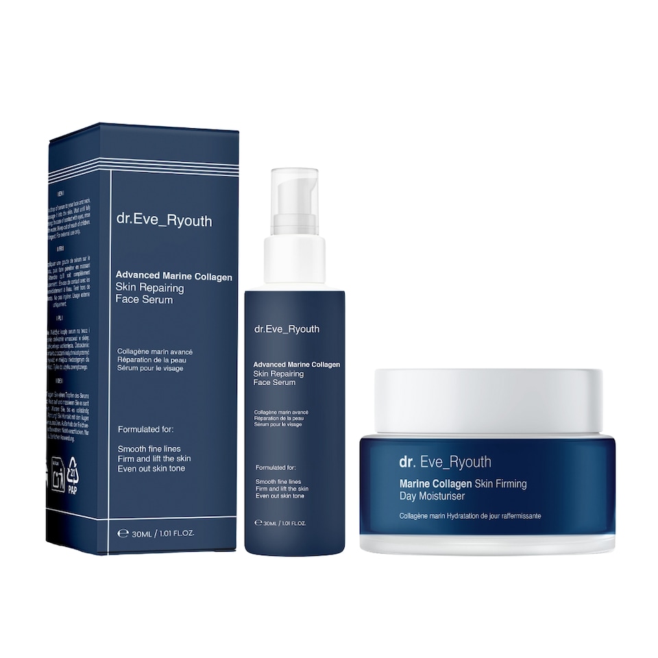 image 1 of Dr. Eve_Ryouth Advanced Marine Collagen Skin Repairing Face Serum 30ml + Marine Collagen Skin Firming Day Moisturiser 50ml