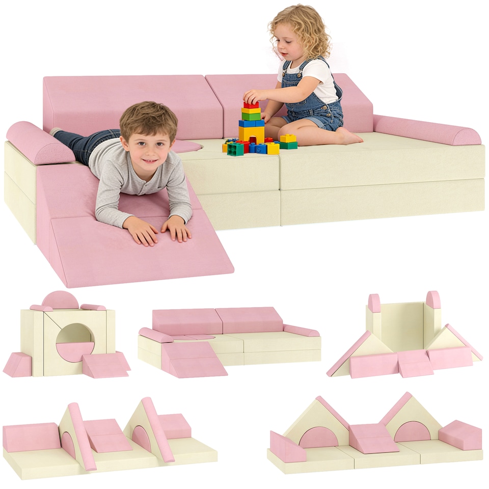 image 1 of AIYAPLAY Kids Play Sofa, 12 Pieces Foam Modular Convertible Sofa