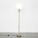 image 3 of ValueLights Memphis Brushed Gold Floor Lamp with Medium White Tapered Shade and E27 GLS LED 10W Warm White 3000K Bulb