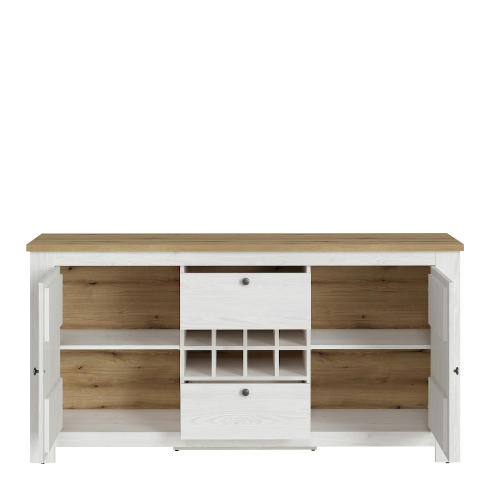 image 1 of Celesto 2 Door 2 Drawer Sideboard with Wine Rack in White and Oak