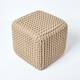 image 3 of Homescapes Linen Cube Cotton Knitted Pouffe Footstool