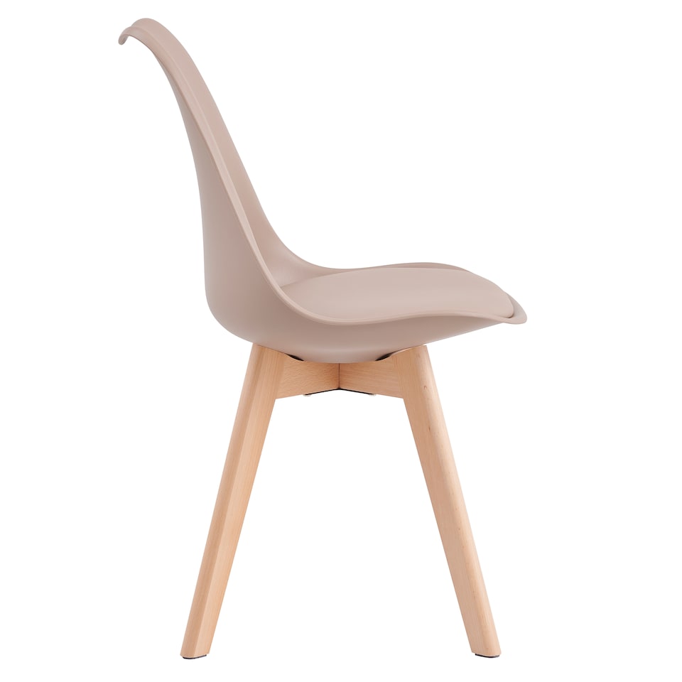 image 1 of Set of 6 Dining Chairs with Solid Wooden Legs and Seat Cushion Pads in Brown - Eva by MCC