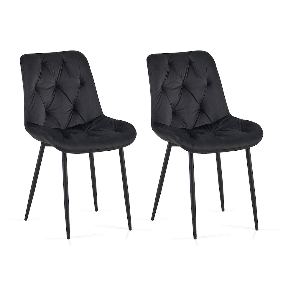 image 1 of SONARA Modern Set of 2 Velvet Dining Chairs with Ergonomic Upholstered Seat | Black