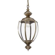 Norma 1 Light Ceiling Lantern Pendant Antique Brass, Clear Glass, E27