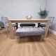 image 2 of Oak Effect Dining Table with 2 Grey Velvet Chairs and 2 Benches  Dining Set