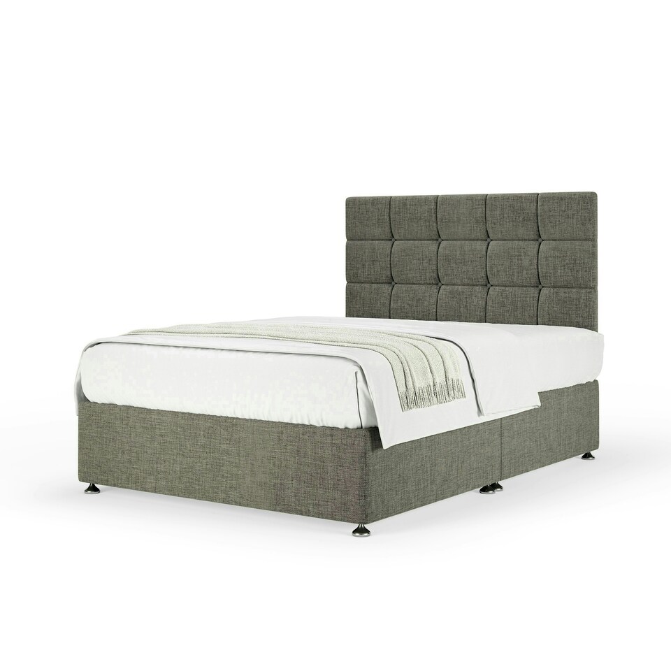 image 1 of Neptune Spring Slate Linen Divan Set And Pearl Headboard Double