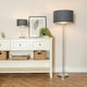 image 2 of ValueLights Charlie Brushed Chrome Floor Lamp White Taper Shade & Bulb 