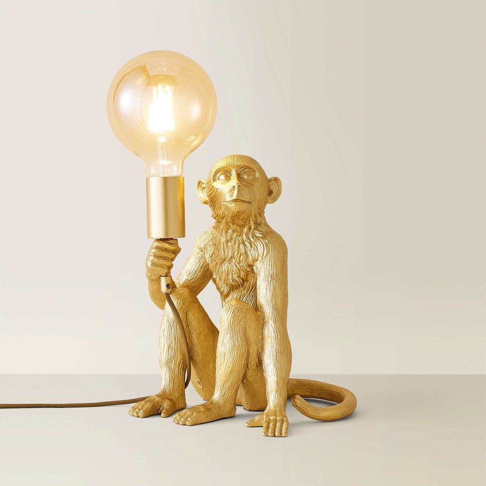image 1 of ValueLights George Monkey Gold Table Lamp & Bulb | Gold