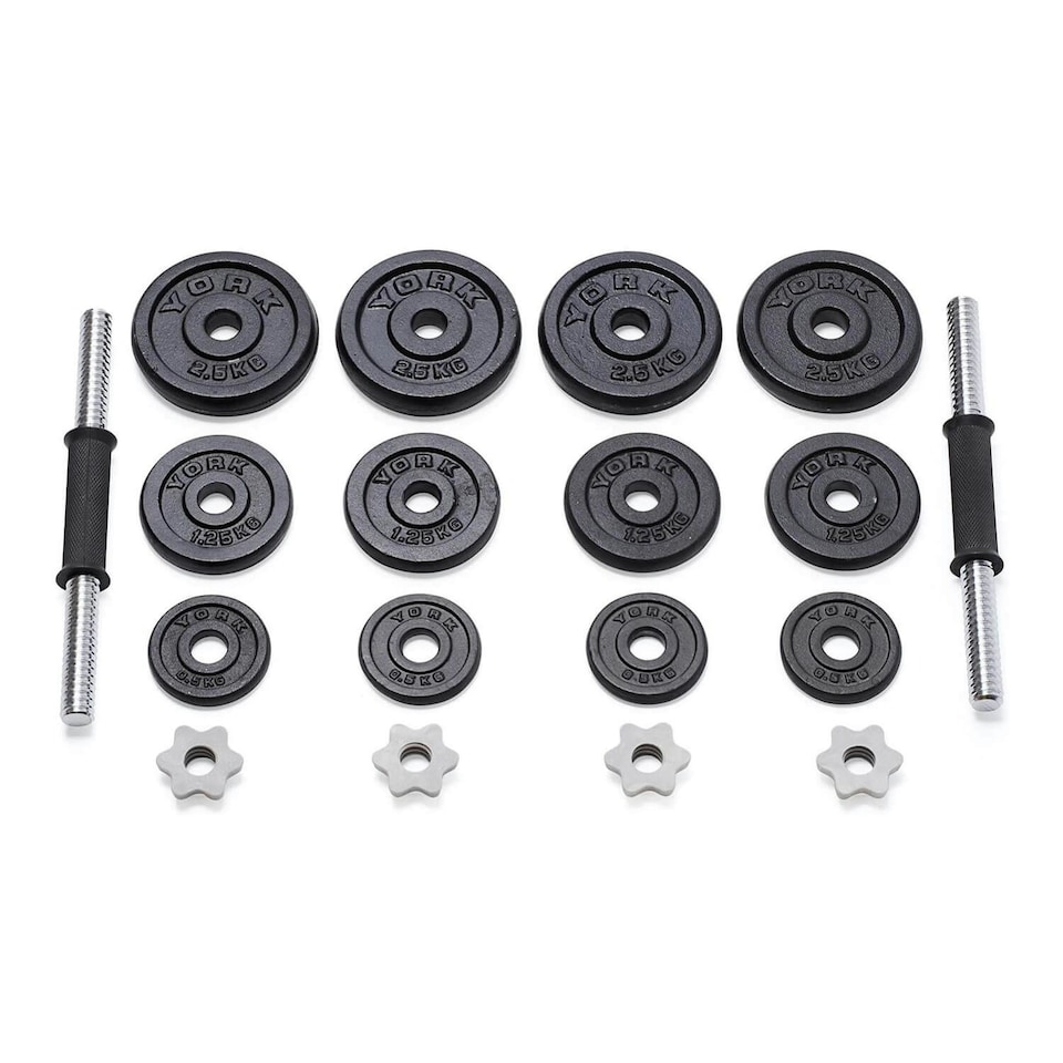 image 1 of York 20kg Cast Iron Dumbbell Weight Set - Black