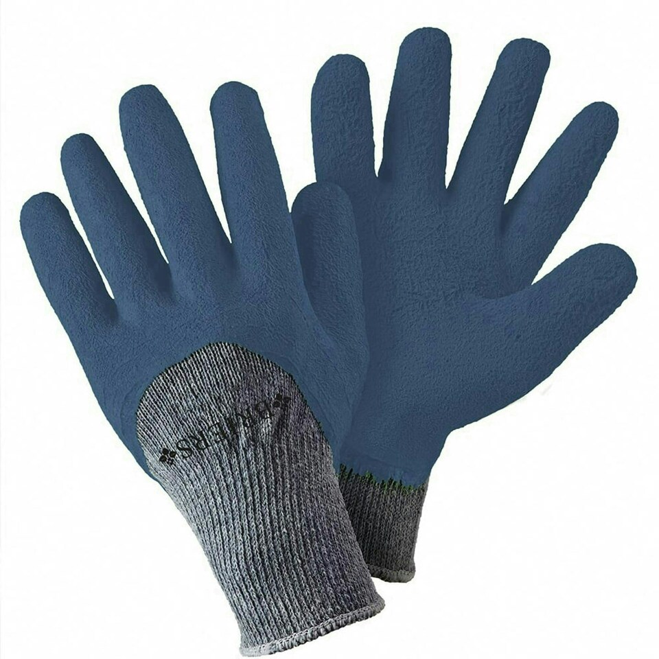 image 1 of Primrose 2 Pairs Thermal Extra Grip Gardening Gloves Latex All Purpose Oxford Blue Large