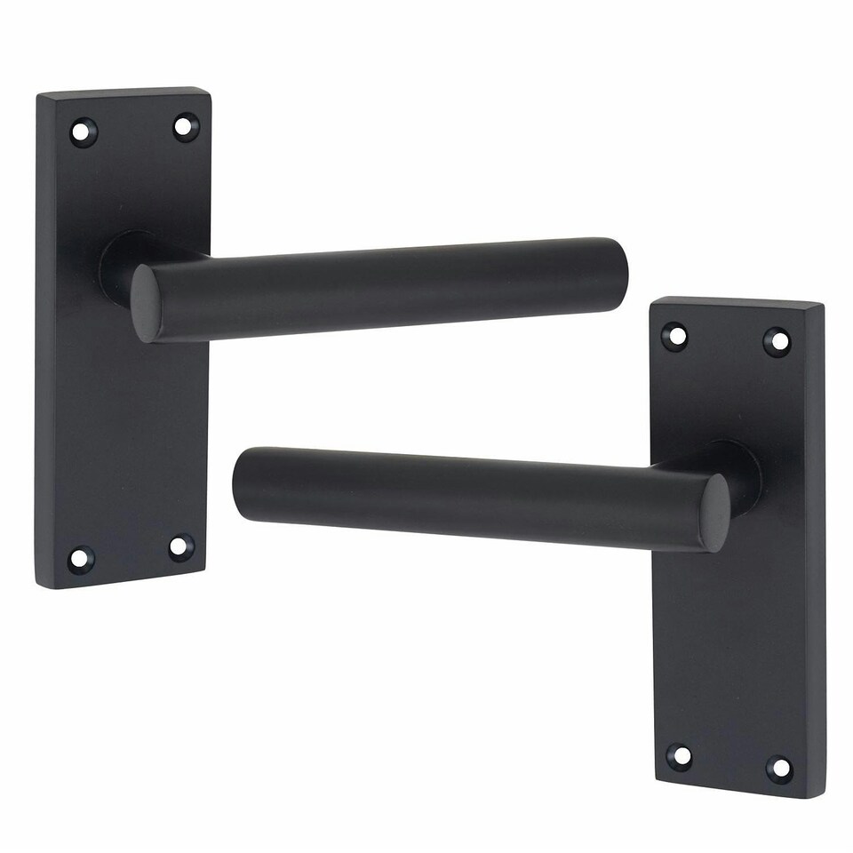 image 1 of Golden Grace 5 Pairs Victorian Straight T-Bar Door Handles Latch in Matt Black Finish - 120mm x 40mm Backplate Black