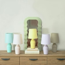 ValueLights Arlo Grey Ceramic Table Lamp with Grey Shade with LED Bulb