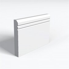 Pack of 5 (Total 5 Units) - MR MDF Primed Chamfered 2 Drips Skirting Board & Rebate - 25mm(T) x 144mm(H) x 4200mm(L)