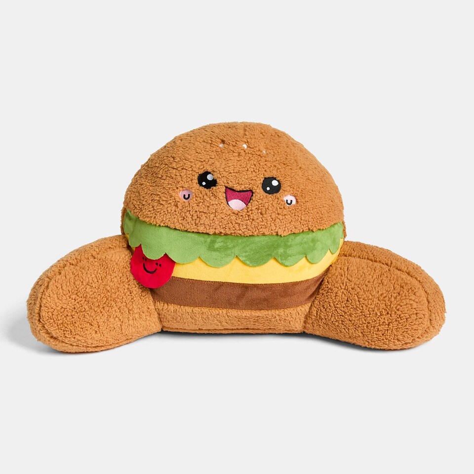 image 1 of OHS Kids Hammy The Hamburger Cuddle Cushion Character Backrest Reading Pillow