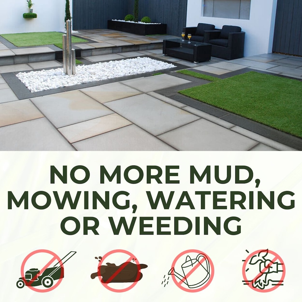 image 1 of 7mm Artificial Grass - 4m x 4m - Budget Fake Lawn Astro Turf | Green | 4m x 4m | 1