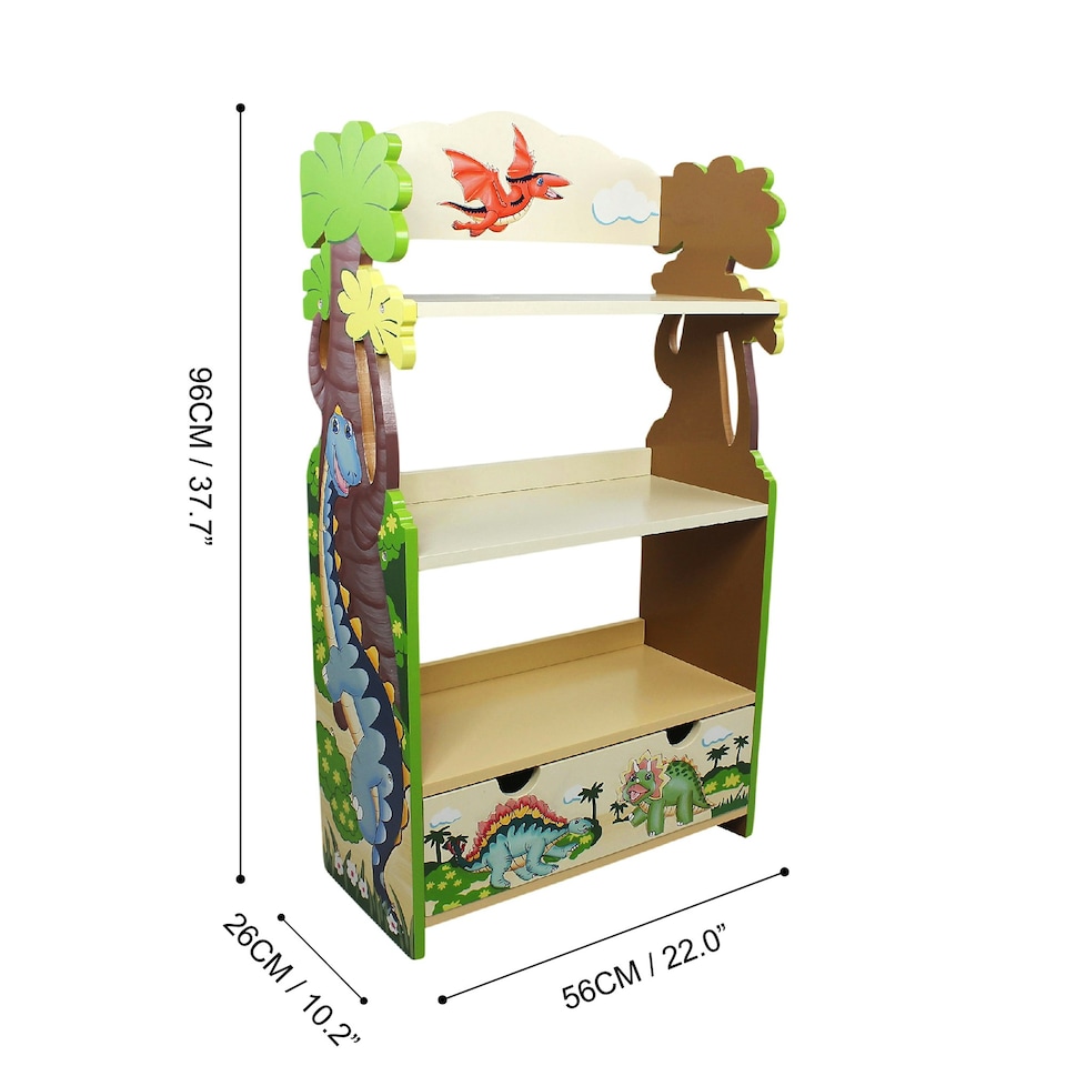 image 1 of Teamson Kids Dinosaur Kingdom Bookshelf Toy Furniture